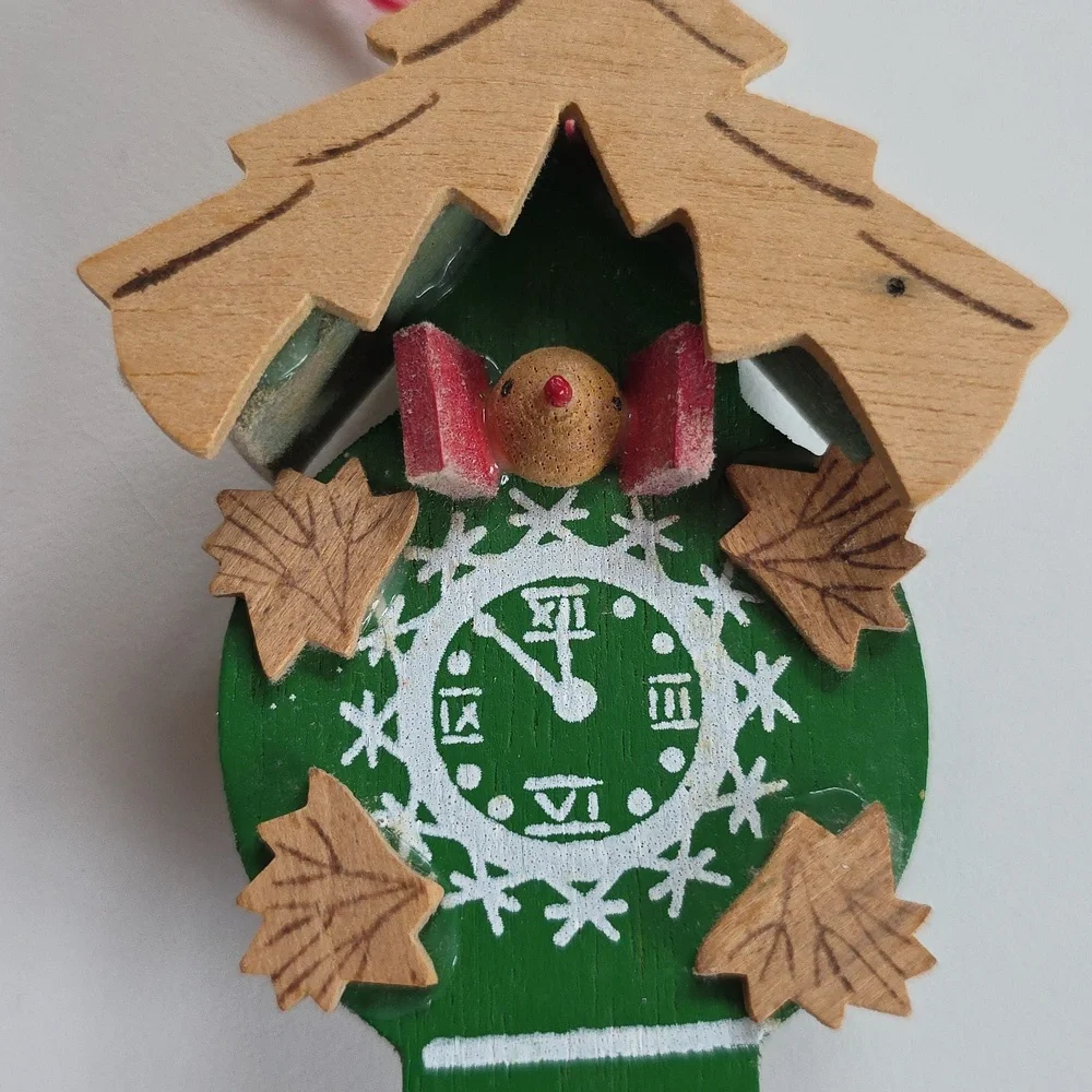 Christmas Ornament - Green Wooden Cuckoo Clock Ornament